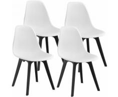 Décoshop26 - Set de 4 Chaises Design Chaise de Cuisine Salle à Manger Plastique Blanc et Noir - noir