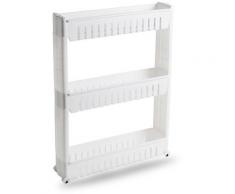 Étagère de Rangement Fine avec 3 Étagères Meuble de Rangement à Roulettes Chariot de Rangement pour