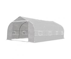 Serre tunnel de jardin dim. 6L x 3l x 2H m porte + 8 fenêtres enroulables acier galvanisé bâche PE