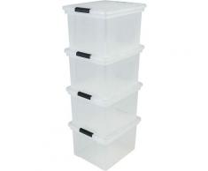 lot de 4 boîtes à archives pour dossier suspendu - FBN-35, transparent, 25 L, 44 x 38 x 28,5 cm