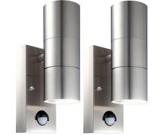 Ensemble de 2 appliques LED en acier inoxydable, détecteur de mouvement STYLE