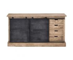 Made In Meubles - Buffet industriel en manguier brossé - 2 portes coulissantes, 4 tiroirs - 170 cm