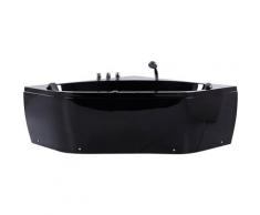 Baignoire angle balnéo 140 cm en acrylique noir avec LED MEVES