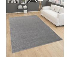 Paco Home - Tapis pour Salon Uni Poils Ras Sobre Et Moderne, Gris Foncé 200 cm carré