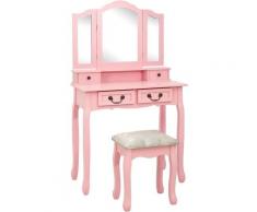 Ensemble de coiffeuse avec tabouret Rose 80x69x141 cm Paulownia