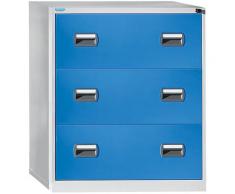 Classeur pour dossiers suspendus - 2 rangées, 3 tiroirs - gris clair / bleu clair - Coloris façade:
