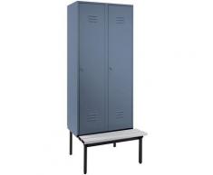 Certeo - Wolf Vestiaire avec banc monté en dessous, portes en tôle perforée - largeur compartiments