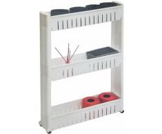 Tendance - Étagère de rangement passe-partout blanc sur roulettes - Blanc - Blanc