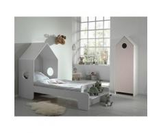 Pack - Lit Cabane Enfant & Armoire casami Blanc & Rose - Paris Prix