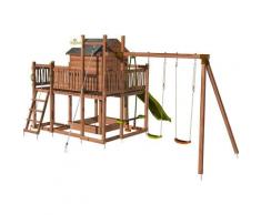 Aire de jeux pour enfant maisonnette avec portique et corde à grimper - COTTAGE HAPPY sans option