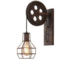 2PCS Fer Applique Murale Poulie E27 LOFT Style Industrielle Lampe Luminaire Escalier Couloir