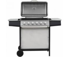 Barbecue au gaz avec 6 zones de cuisson Inox Argenté