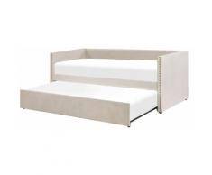 Lit gigogne en velours beige clair 80 x 200 cm TROYES