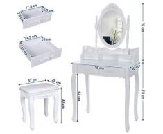 ®Coiffeuse meuble,Table de maquillage Commode avec1 miroir et 4 Tiroirs 40*75*75cm - Bathrins