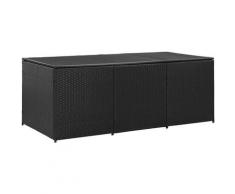 Boîte de rangement de jardin Résine tressée 180x90x75 cm Noir