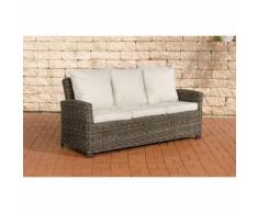 Canapé 3 places Fisolo 5 mm polyrotin rond rond/gris métallique Blanc beige