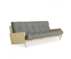 Canapé 3 places convertible INDIE style scandinave futon gris couchage 130*190 cm. - gris