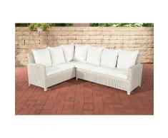 CLP - Canapé d'angle Bermeo 5 mm en polyrotin rond/blanc perle Blanc beige