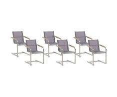 Lot de 6 chaises de jardin grises en acier COSOLETO