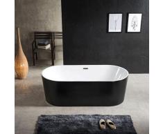 Sanita - Baignoire ilot ovale en acrylique, Noir mat 170 cm - Cleo