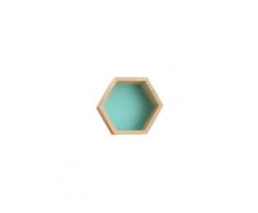 Étagère murale en bois massif présentoir étagère hexagonale en nid d'abeille (petite, verte)
