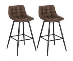 Tabouret de bar avec revêtement en simili cuir marron - Marron