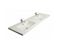 Double Vasque en Marbre de synthèse 160 Cm Blanc Avec 2 Mitigeurs Lavabo Design