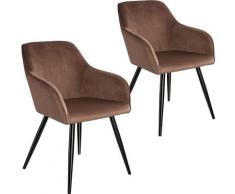 Tectake - Lot de 2 chaises velours MARILYN pieds noirs - chaise de salle à manger, chaise de