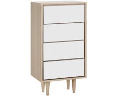 Vs Venta-stock - Chiffonnier Denia 4 tiroirs Chêne/Blanc, 45cm (Largeur) 33cm (Profondeur)