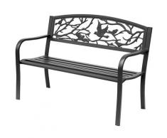 Outsunny - Banc 3 places de jardin terrasse style rural chic 127L x 60l x 85H cm métal époxy