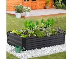 Carré potager en métal châssis rectangulaire grande capacité 115x80 CM gris anthracite