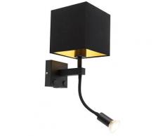 QAZQA zeno - Applique murale avec abat-jour Moderne - 1 lumière - L 200 mm - Noir - Moderne