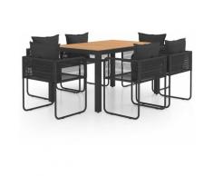 Salon de jardin 7 pcs PVC Resine tressee Noir et marron