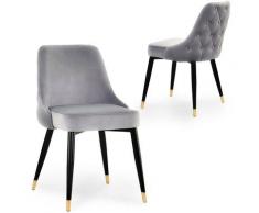 Lot de 2 chaises capitonnées en velours gris DORINA