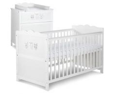 MARSELL Ensemble commode à langer + lit bébé 140X70