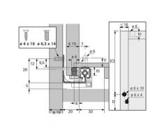 Coulisse bois quadro 25 silent system - Profondeur intérieur de caisson mini : 563 mm - Longueur :