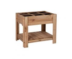 Carré Potager Rectangulaire Surélevé avec 6 Bacs et Plateau Inférieur en Bois de Pin Naturel pour