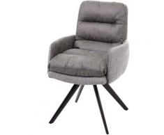 Chaise de salle à manger 847, cuisine, pivotante, auto-position, tissu ~ gris clair-gris, avec