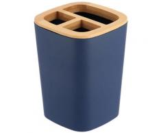 Porte brosse à dents Bleu marine avec couvercle Bambou - Marine - Tendance