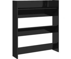 Armoire à chaussures murale Noir brillant 80x18x90 cm Aggloméré