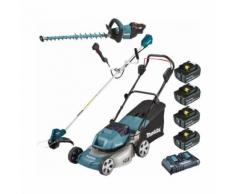 Pack Makita Jardin: tondeuse 36V 43cm DLM460 + coupe herbes 30cm DUR187U + taille haie 60cm DUH602