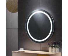 MIROIR MURAL BEAU MIROIR SALLE DE BAIN LUMINEUX LED 70*70cm HD TACTILE ANTI-BUÉE fonction- EN