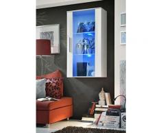 Vitrine LED Murale Design Neo II 110cm blanc mat et blanc brillant avec système LED. - Blanc