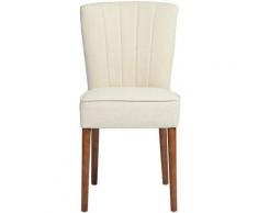 Furniturer - 3784 Thaddeus salle à manger lot de 2 chaises capitonnées en tissu beige