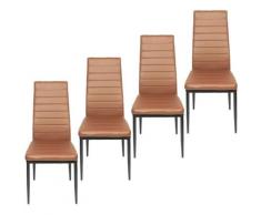 Yongqing - 4pcs chaises mis à manger chaise cuisine cuisine chaise chaise de bar marron - Marron