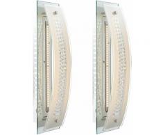 Lot de 2 appliques LED lampes d'éclairage chrome verre dépoli plafonniers glacés spots