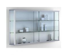 Vitrine murale LINK - 2 tablettes, portes coulissantes - h x l x p 800 x 1500 x 200 mm