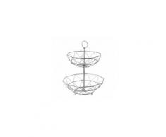 Lola Home - Corbeille à Fruits Décorative en Métal Chromé Géométrique 2 Étages - Chrome/Inox