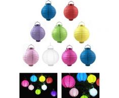 Betterlife - Lampion chinois LED abat-jour papier lanterne boule 20 cm rond décoration set de 10 à