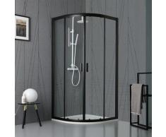 Cabine De Douche Semi-Circulaire Noire Matte Cm 90 Cristal Transparent City